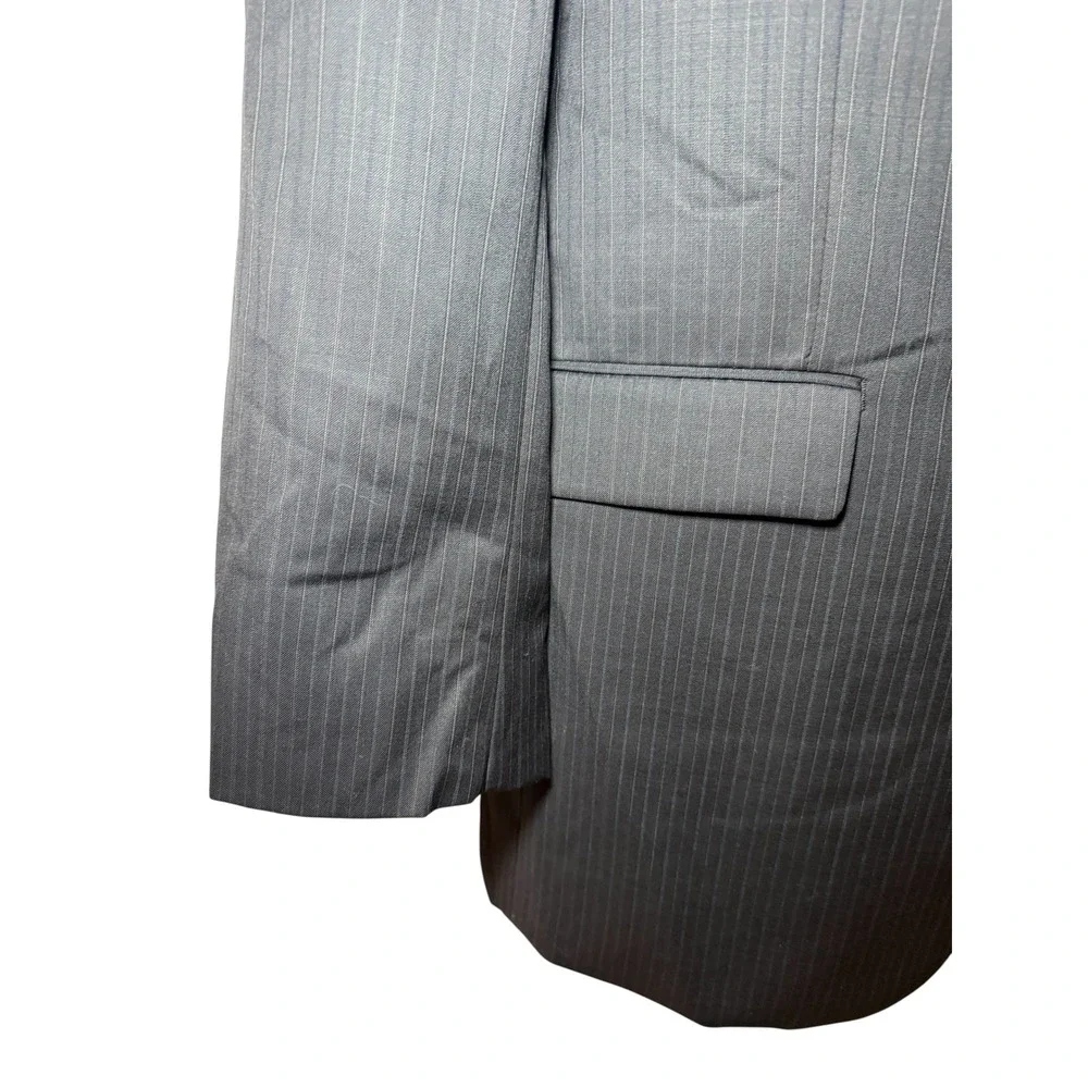 Ralph Ralph Lauren Mens 44L Pinstripe Blazer 100% Wool Jacket Black 2‎ Buttons